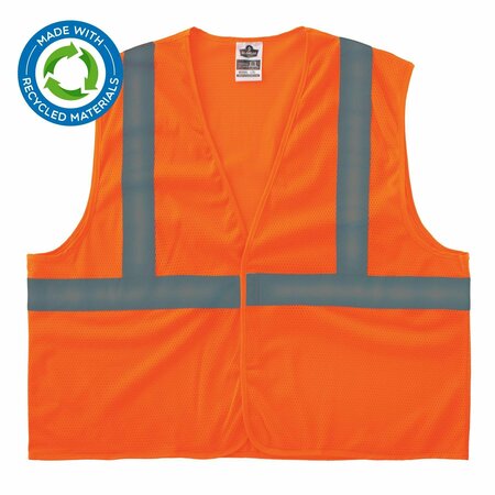 GLOWEAR BY ERGODYNE Recycled Hi-Vis Safety Vest, Class 2, Orange, L/XL 8205HL-ECO